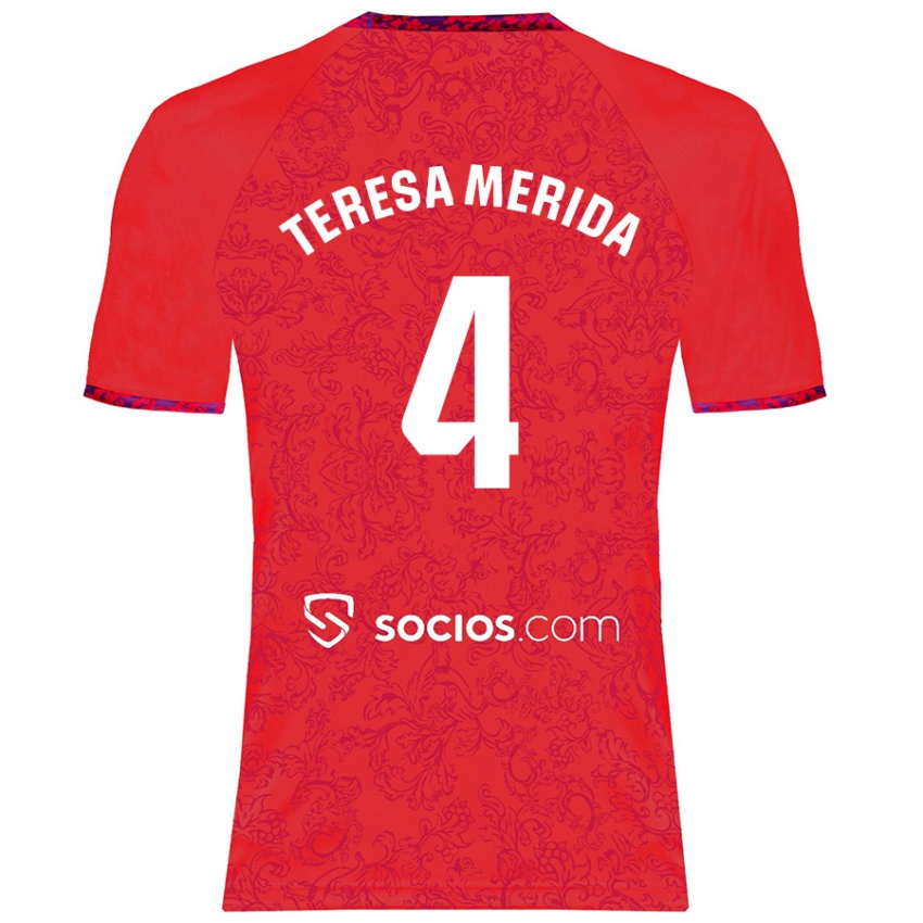 Kinderen Teresa Merida #4 Rood Uitshirt Uittenue 2024/25 T-Shirt