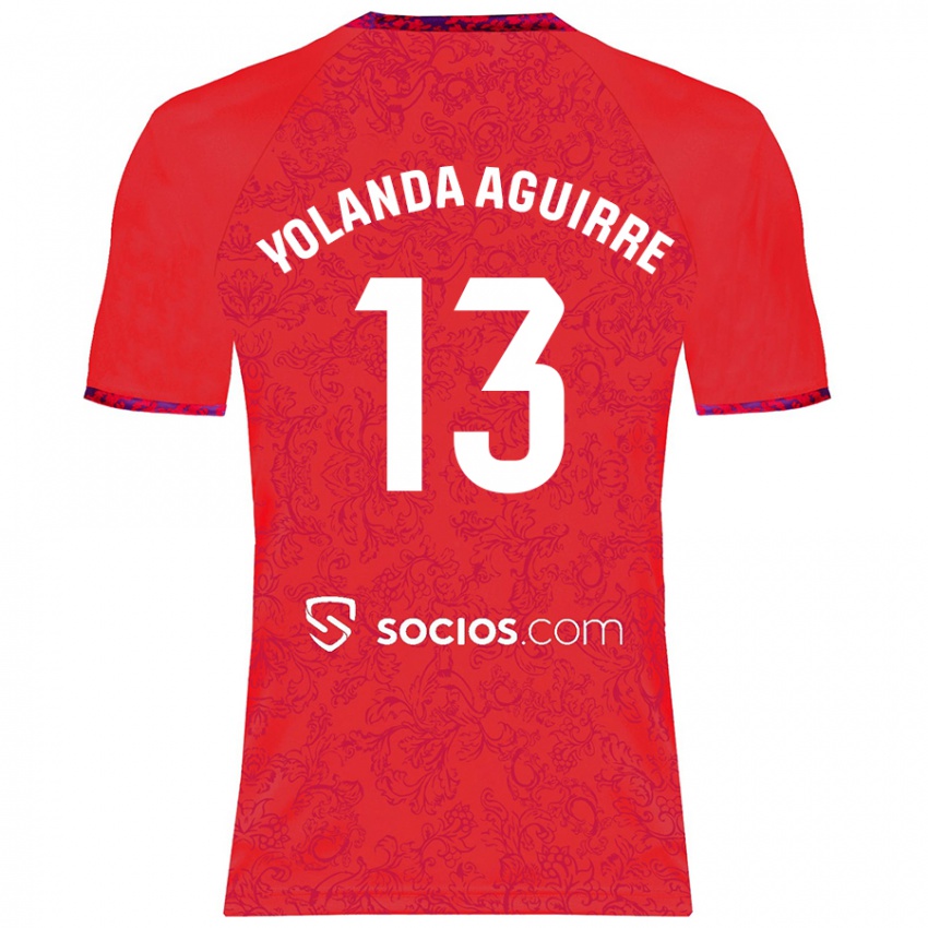 Kinderen Yolanda Aguirre Gutiérrez #13 Rood Uitshirt Uittenue 2024/25 T-Shirt