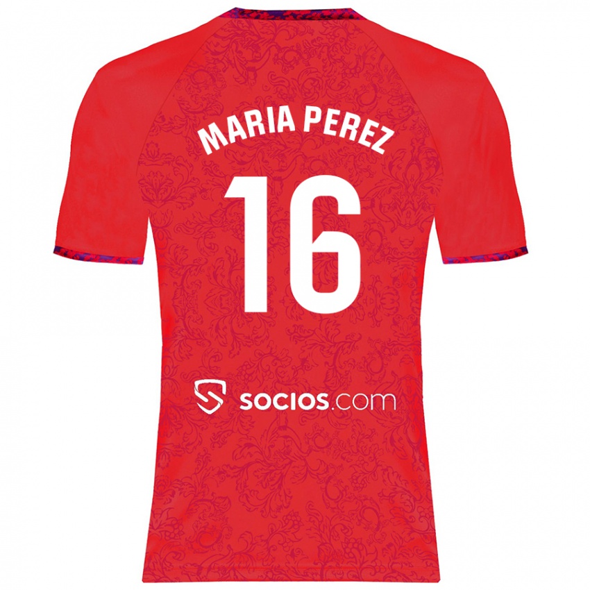 Kinderen María Pérez Rabaza #16 Rood Uitshirt Uittenue 2024/25 T-Shirt