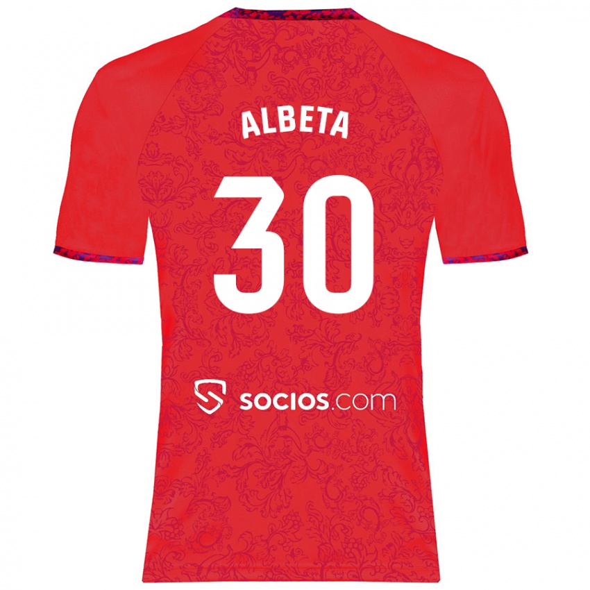 Kinderen Alba María López Montiel #30 Rood Uitshirt Uittenue 2024/25 T-Shirt