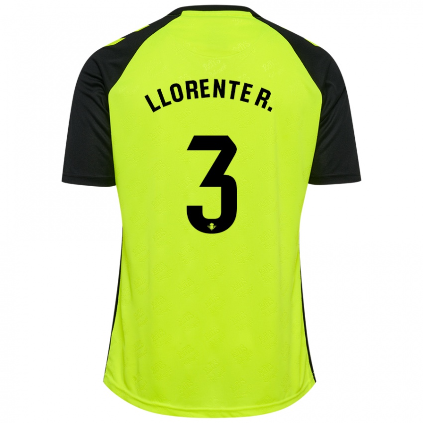 Kinderen Diego Llorente #3 Fluorescerend Geel Zwart Uitshirt Uittenue 2024/25 T-Shirt