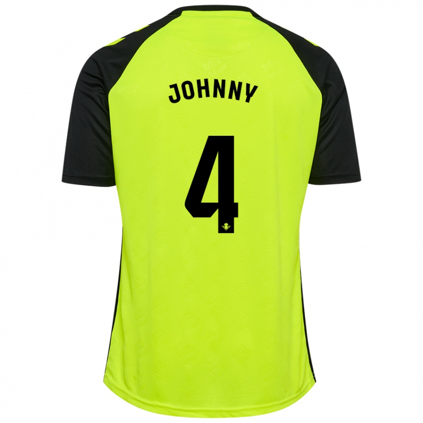 Kinderen Johnny Cardoso #4 Fluorescerend Geel Zwart Uitshirt Uittenue 2024/25 T-Shirt