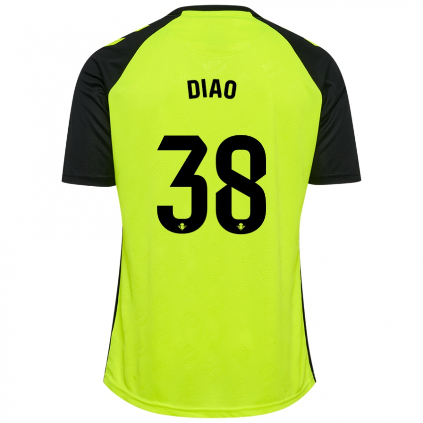 Kinderen Assane Diao #38 Fluorescerend Geel Zwart Uitshirt Uittenue 2024/25 T-Shirt