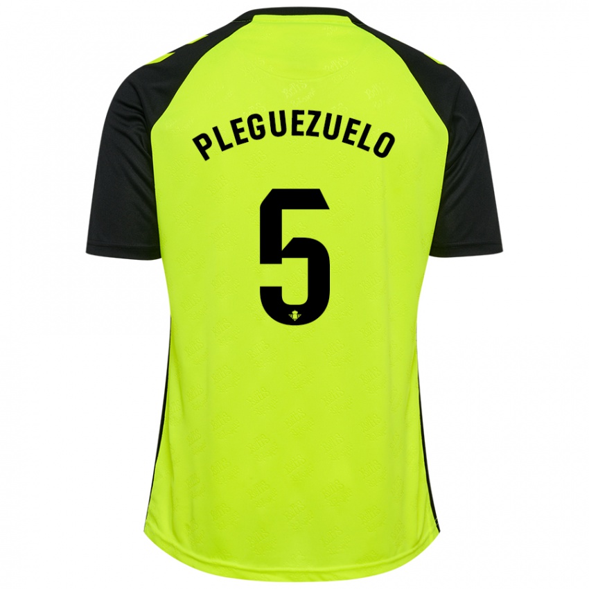 Kinderen Xavi Pleguezuelo #5 Fluorescerend Geel Zwart Uitshirt Uittenue 2024/25 T-Shirt