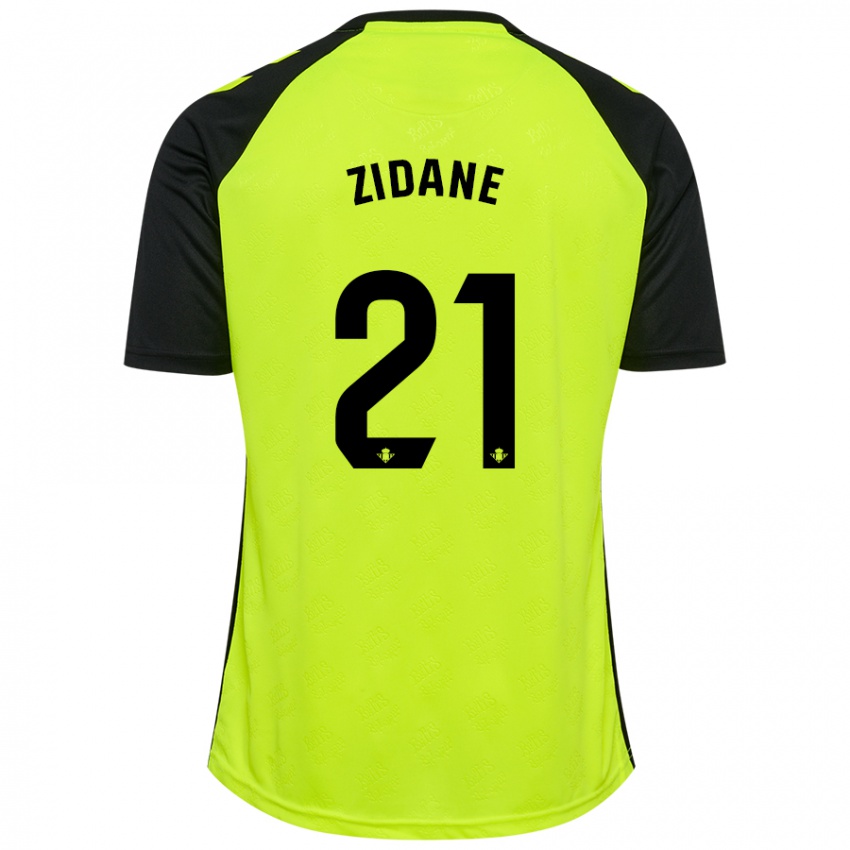 Kinderen Elyaz Zidane #21 Fluorescerend Geel Zwart Uitshirt Uittenue 2024/25 T-Shirt