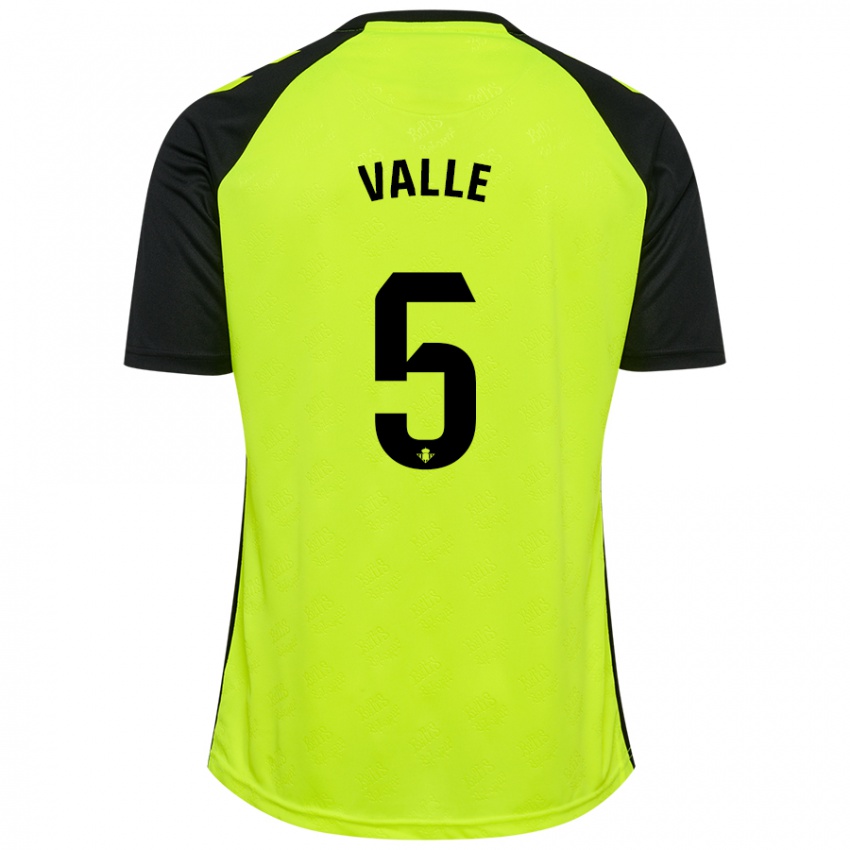 Kinderen María Valle López #5 Fluorescerend Geel Zwart Uitshirt Uittenue 2024/25 T-Shirt