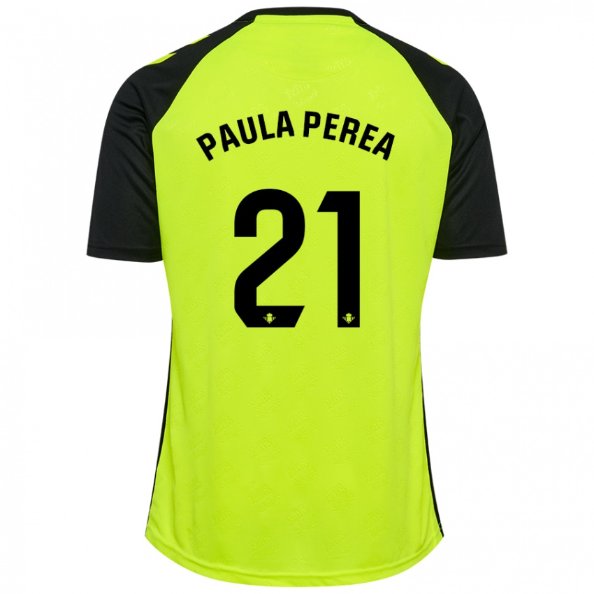 Kinderen Paula Perea Ramírez #21 Fluorescerend Geel Zwart Uitshirt Uittenue 2024/25 T-Shirt