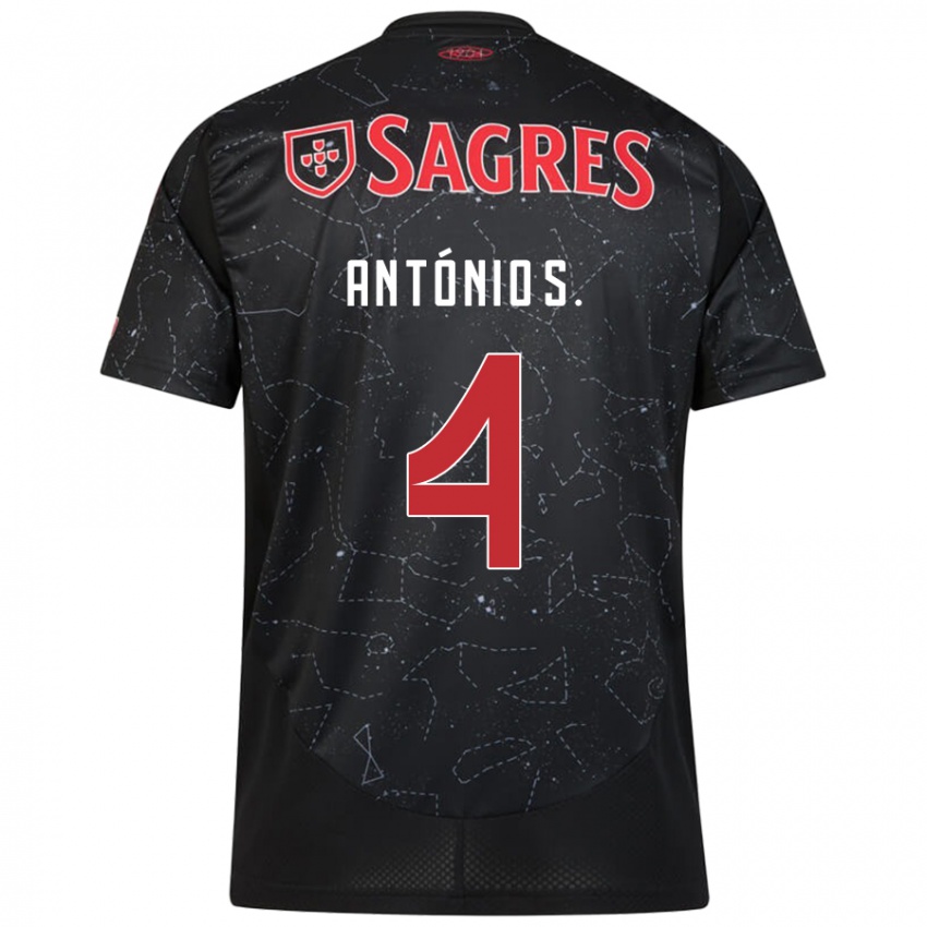 Kinderen António Silva #4 Zwart Rood Uitshirt Uittenue 2024/25 T-Shirt