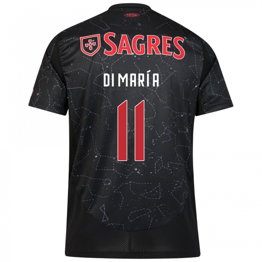 Kinderen Angel Di Maria #11 Zwart Rood Uitshirt Uittenue 2024/25 T-Shirt