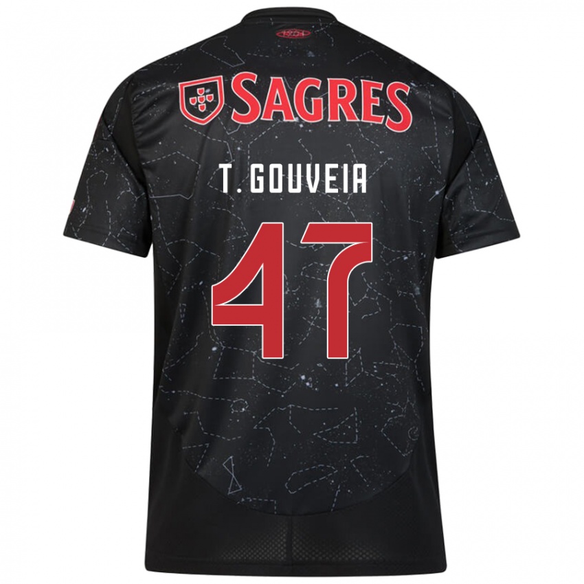 Kinderen Tiago Gouveia #47 Zwart Rood Uitshirt Uittenue 2024/25 T-Shirt