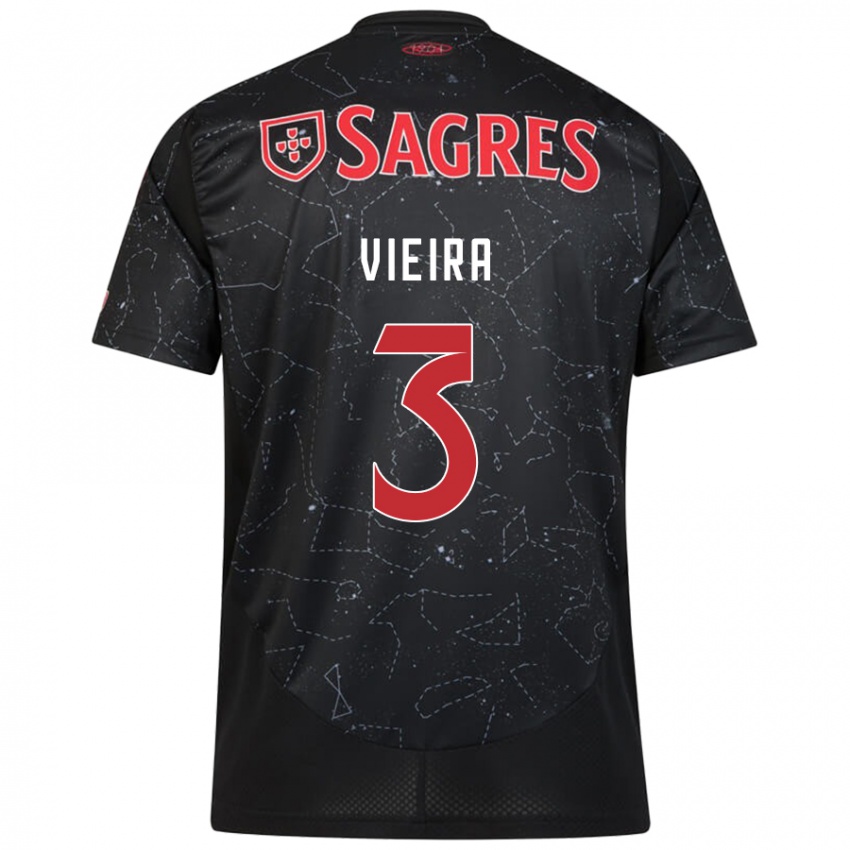 Kinderen Miguel Vieira #3 Zwart Rood Uitshirt Uittenue 2024/25 T-Shirt