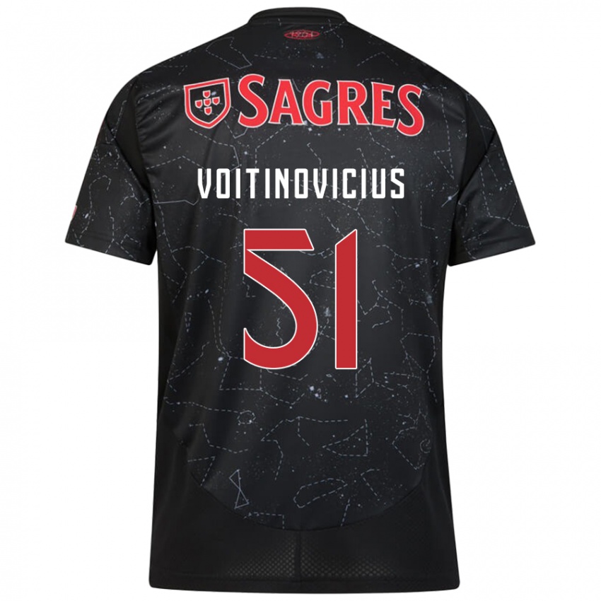 Kinderen Arnas Voitinovicius #51 Zwart Rood Uitshirt Uittenue 2024/25 T-Shirt