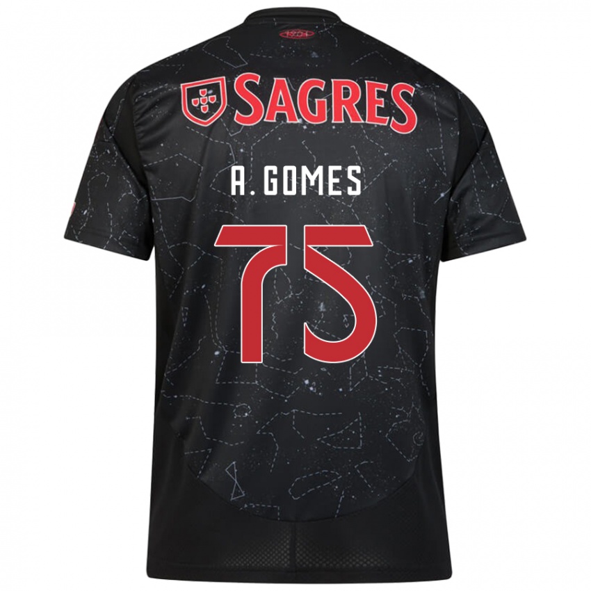 Kinderen André Gomes #75 Zwart Rood Uitshirt Uittenue 2024/25 T-Shirt