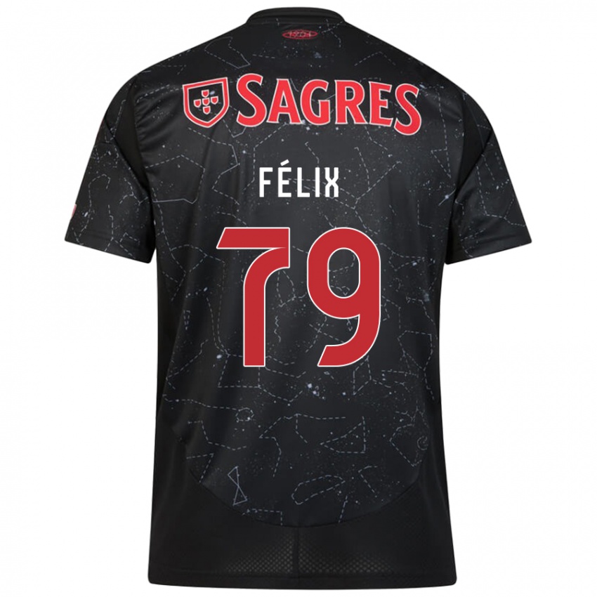 Kinderen Hugo Félix #79 Zwart Rood Uitshirt Uittenue 2024/25 T-Shirt