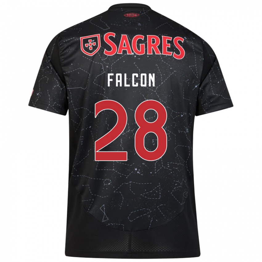 Kinderen Andrea Falcón #28 Zwart Rood Uitshirt Uittenue 2024/25 T-Shirt