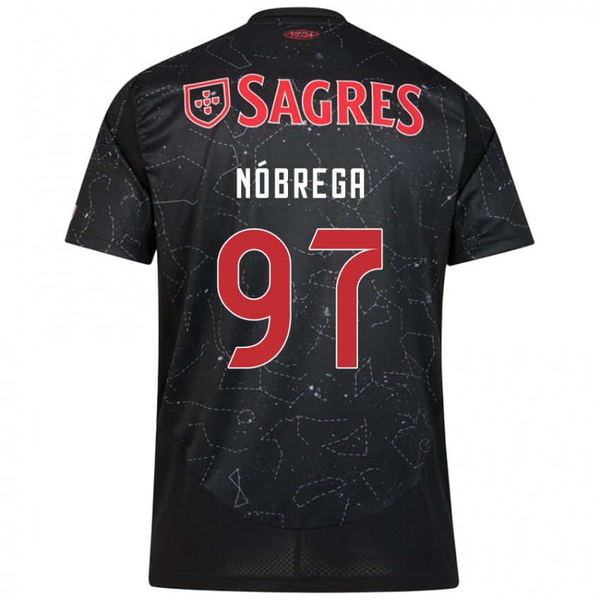 Kinderen Ricardo Nóbrega #97 Zwart Rood Uitshirt Uittenue 2024/25 T-Shirt