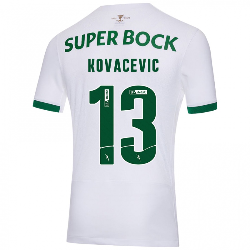 Kinderen Vladan Kovacevic #13 Wit Groen Uitshirt Uittenue 2024/25 T-Shirt