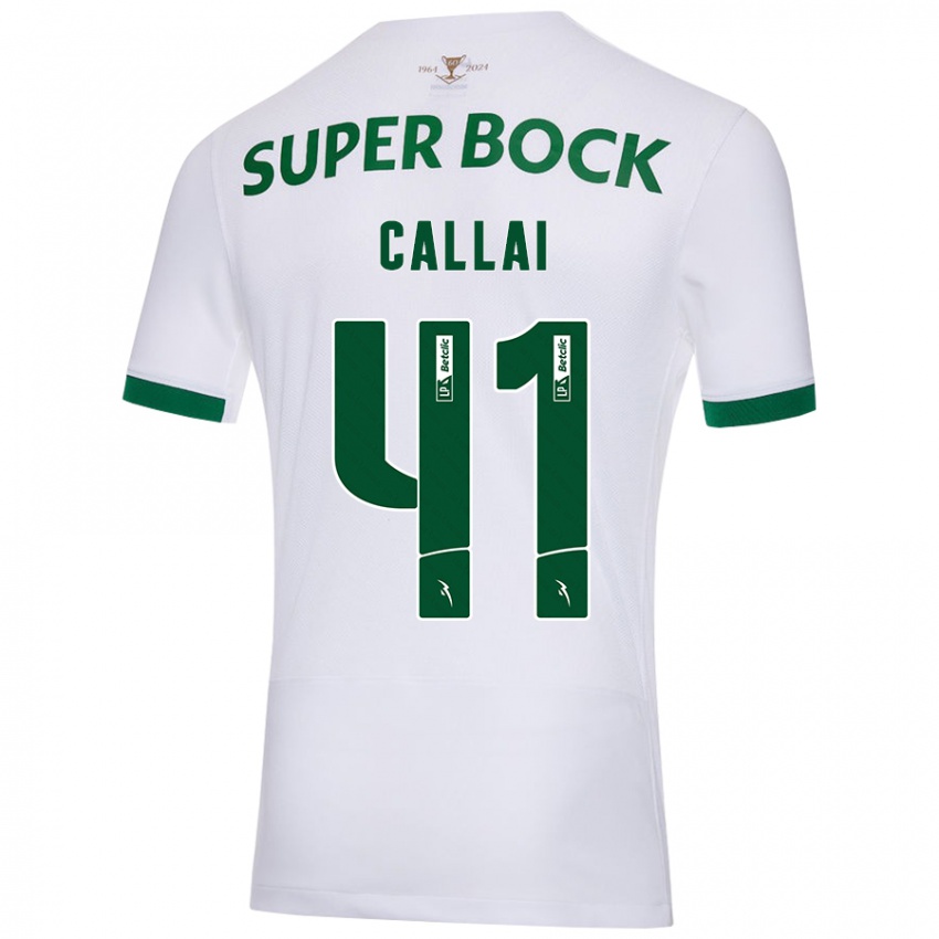 Kinderen Diego Callai #41 Wit Groen Uitshirt Uittenue 2024/25 T-Shirt