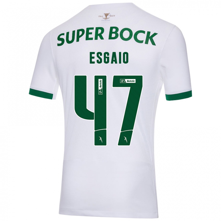 Kinderen Ricardo Esgaio #47 Wit Groen Uitshirt Uittenue 2024/25 T-Shirt