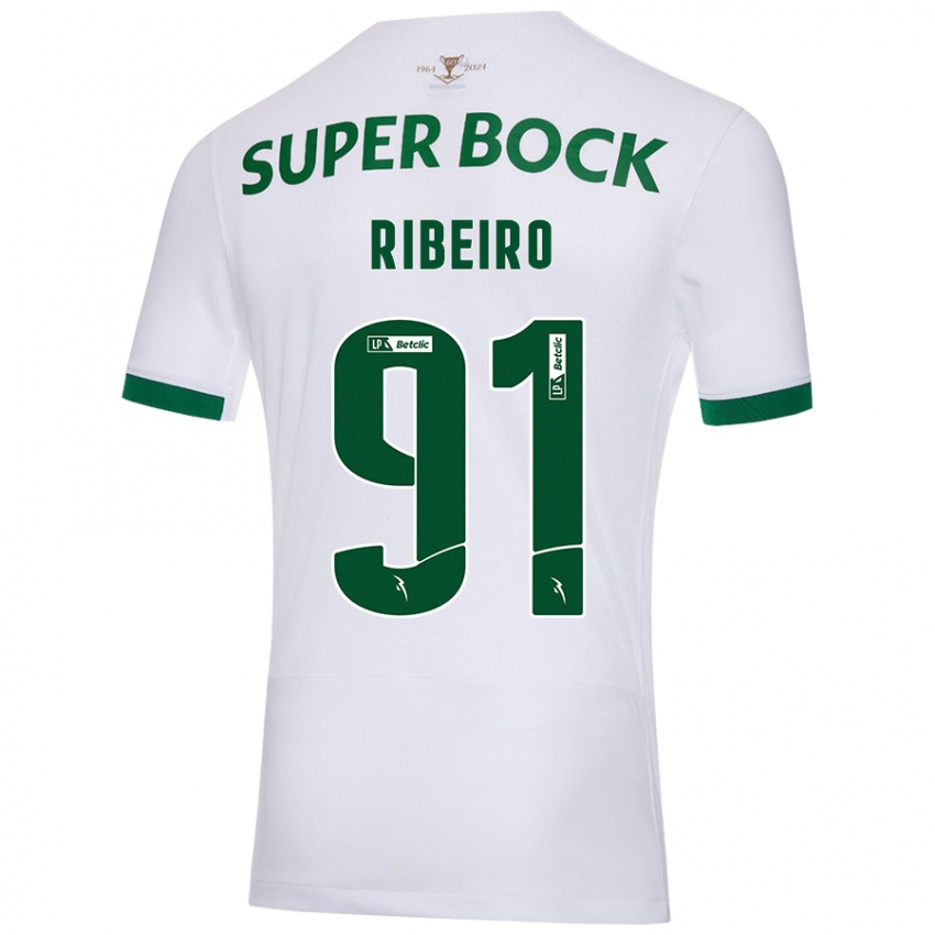 Kinderen Rodrigo Ribeiro #91 Wit Groen Uitshirt Uittenue 2024/25 T-Shirt