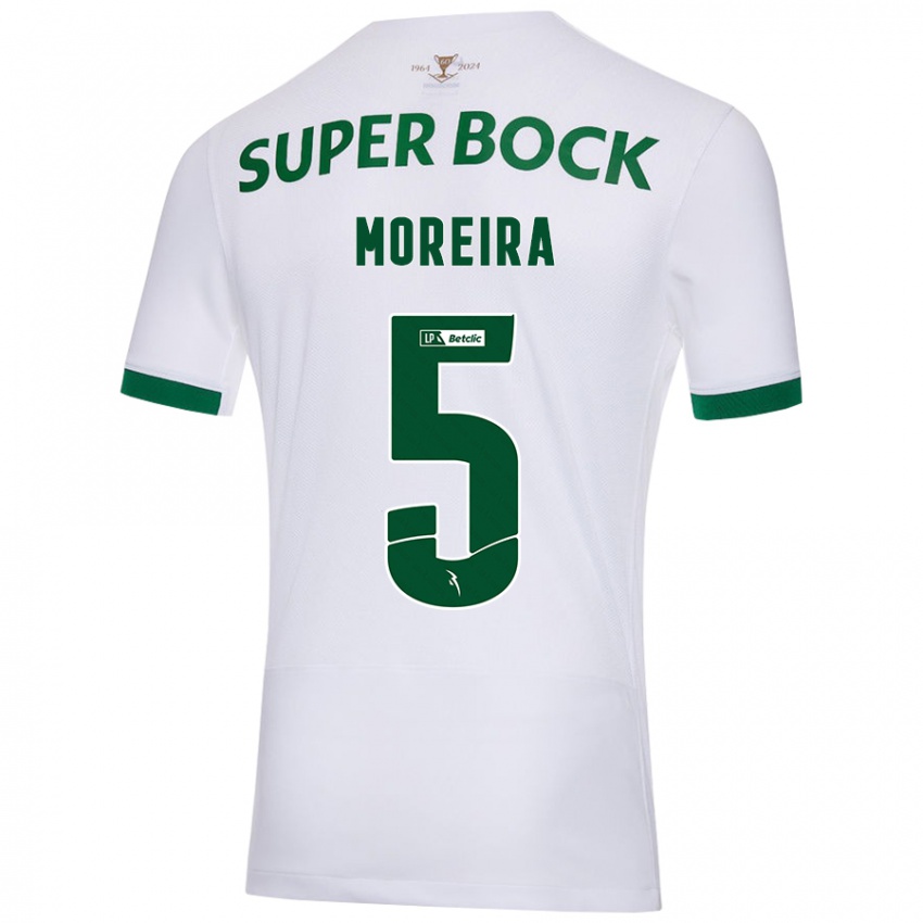 Kinderen David Moreira #5 Wit Groen Uitshirt Uittenue 2024/25 T-Shirt