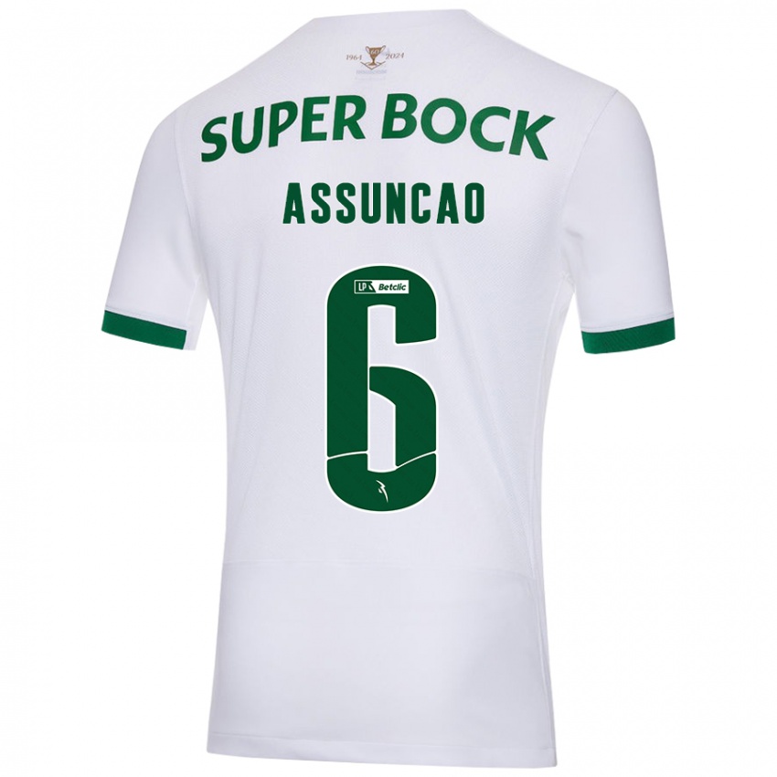 Kinderen João Assunção #6 Wit Groen Uitshirt Uittenue 2024/25 T-Shirt