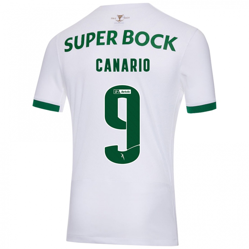 Kinderen Francisco Canário #9 Wit Groen Uitshirt Uittenue 2024/25 T-Shirt