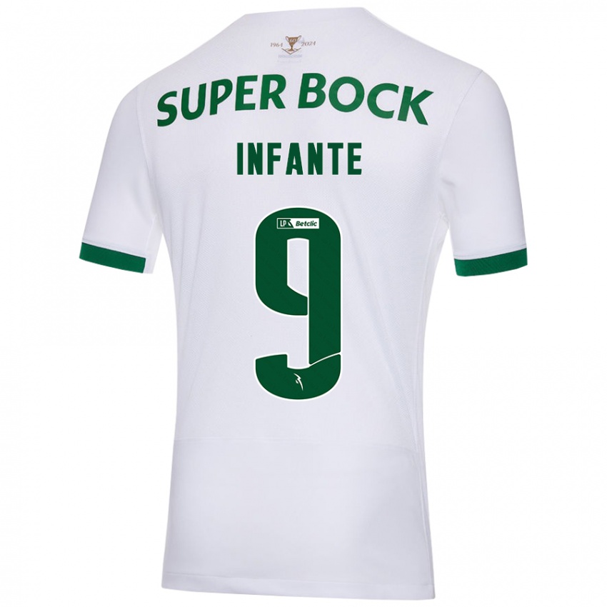 Kinderen João Infante #9 Wit Groen Uitshirt Uittenue 2024/25 T-Shirt