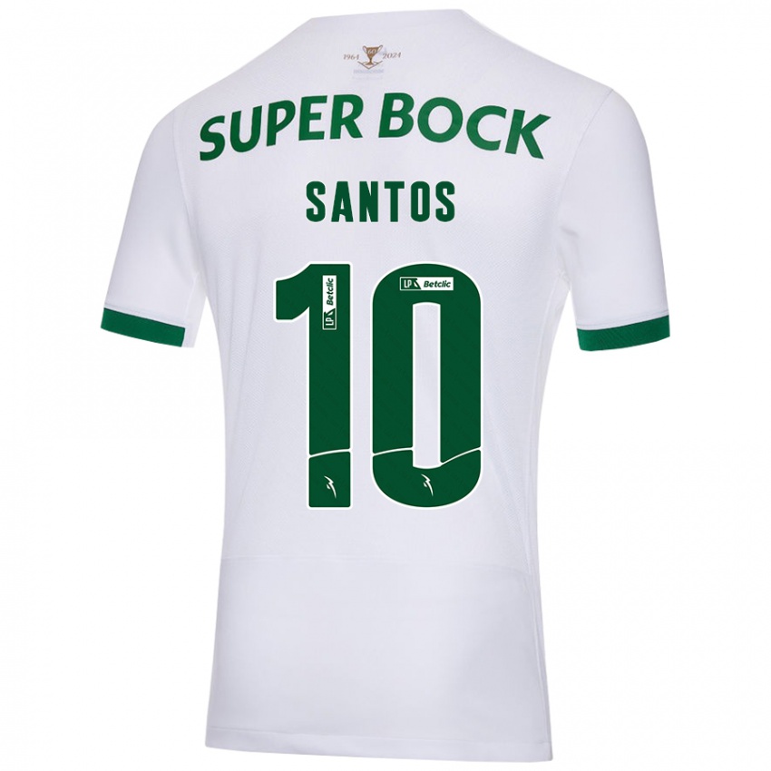 Kinderen Guilherme Santos #10 Wit Groen Uitshirt Uittenue 2024/25 T-Shirt