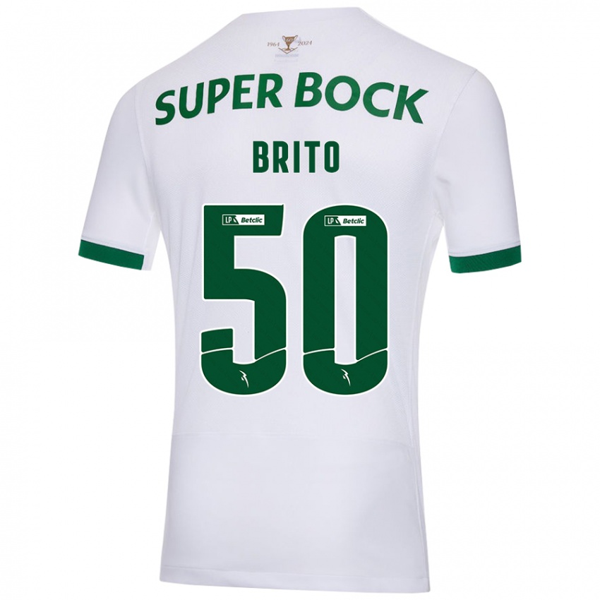 Kinderen Alexandre Brito #50 Wit Groen Uitshirt Uittenue 2024/25 T-Shirt