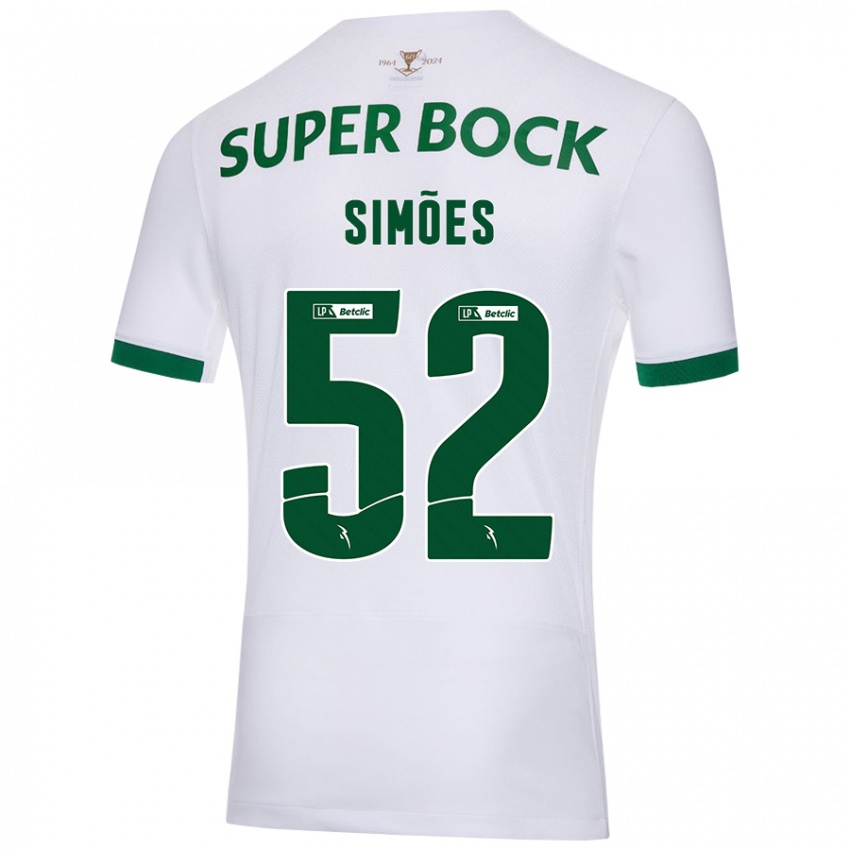 Kinderen João Simões #52 Wit Groen Uitshirt Uittenue 2024/25 T-Shirt