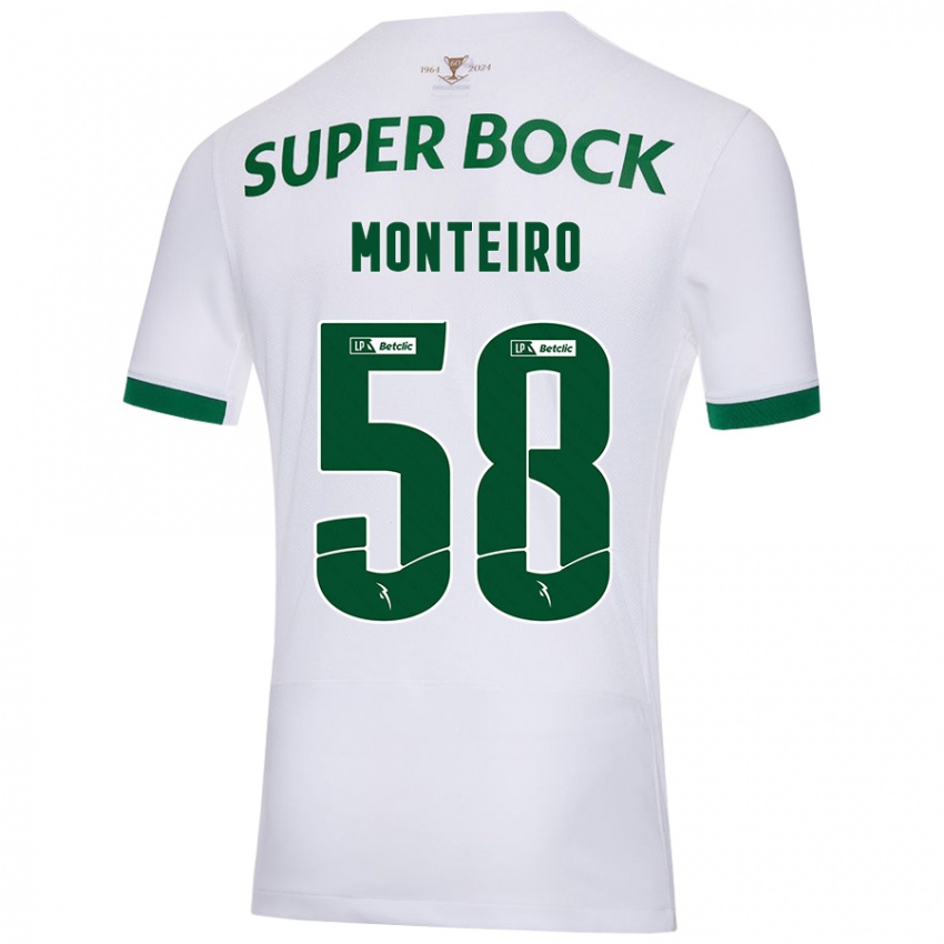 Kinderen David Monteiro #58 Wit Groen Uitshirt Uittenue 2024/25 T-Shirt