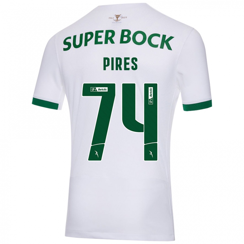 Kinderen Guilherme Pires #74 Wit Groen Uitshirt Uittenue 2024/25 T-Shirt