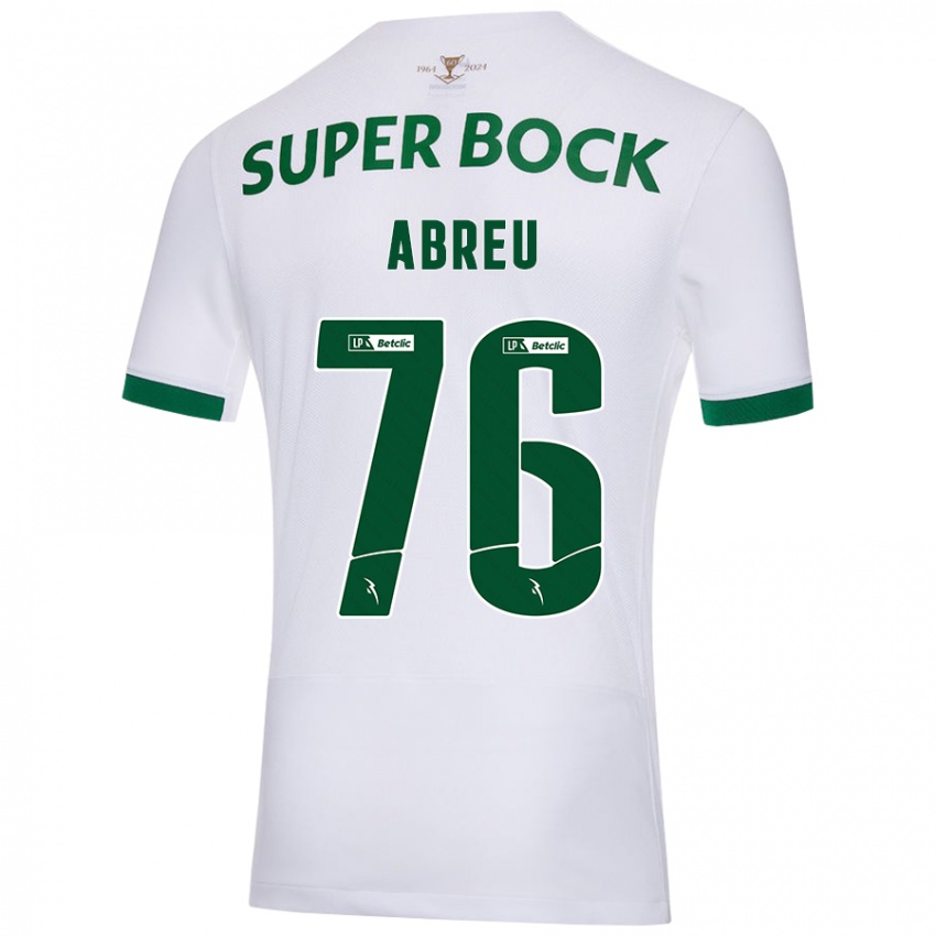 Kinderen Diogo Abreu #76 Wit Groen Uitshirt Uittenue 2024/25 T-Shirt