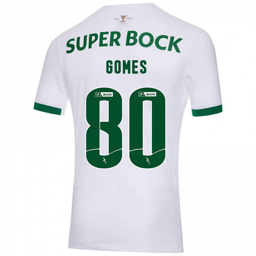 Kinderen Luís Gomes #80 Wit Groen Uitshirt Uittenue 2024/25 T-Shirt