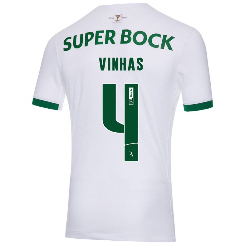 Kinderen Gabriela Vinhas #4 Wit Groen Uitshirt Uittenue 2024/25 T-Shirt