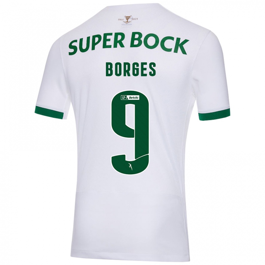 Kinderen Ana Borges #9 Wit Groen Uitshirt Uittenue 2024/25 T-Shirt