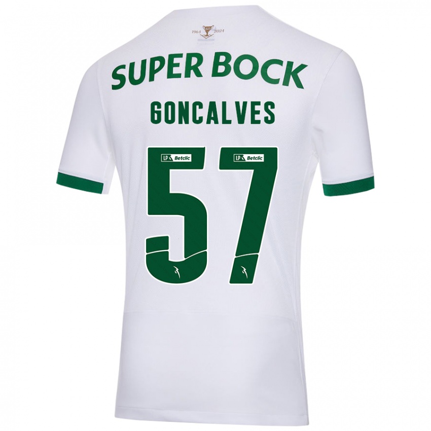 Kinderen Inês Gonçalves #57 Wit Groen Uitshirt Uittenue 2024/25 T-Shirt