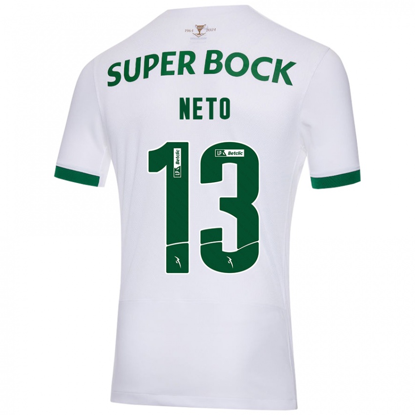 Kinderen Luís Neto #13 Wit Groen Uitshirt Uittenue 2024/25 T-Shirt