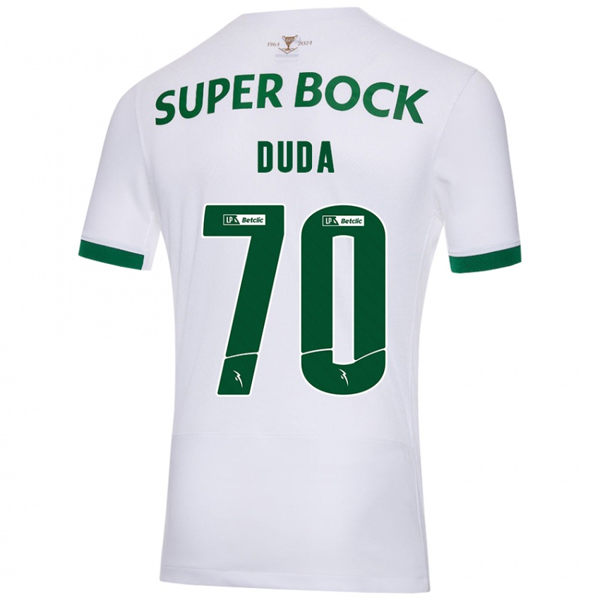 Kinderen Dudá #70 Wit Groen Uitshirt Uittenue 2024/25 T-Shirt