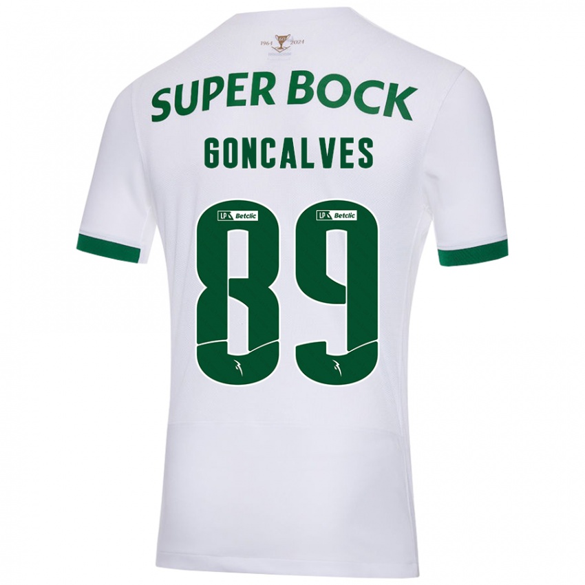 Kinderen André Gonçalves #89 Wit Groen Uitshirt Uittenue 2024/25 T-Shirt