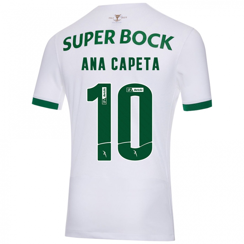 Kinderen Ana Capeta #10 Wit Groen Uitshirt Uittenue 2024/25 T-Shirt