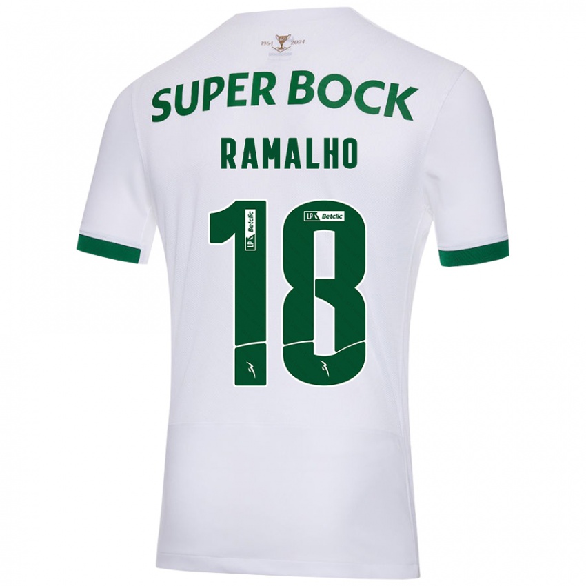 Kinderen Inês Filipa Ramalho Gonçalves #18 Wit Groen Uitshirt Uittenue 2024/25 T-Shirt