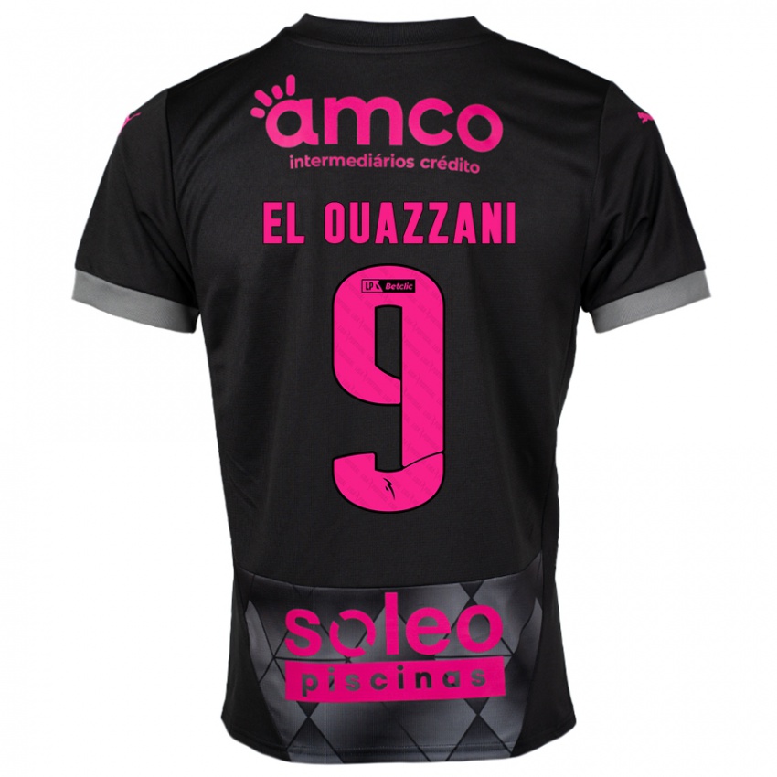 Kinderen Amine El Ouazzani #9 Zwart Roze Uitshirt Uittenue 2024/25 T-Shirt