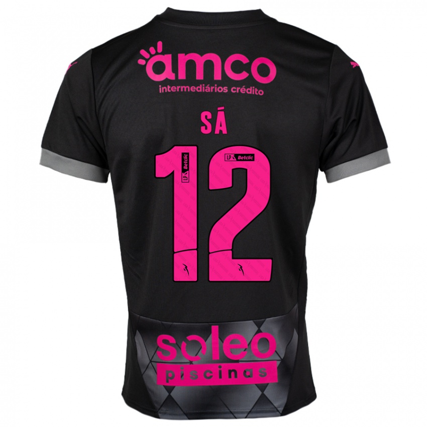 Kinderen Tiago Sá #12 Zwart Roze Uitshirt Uittenue 2024/25 T-Shirt