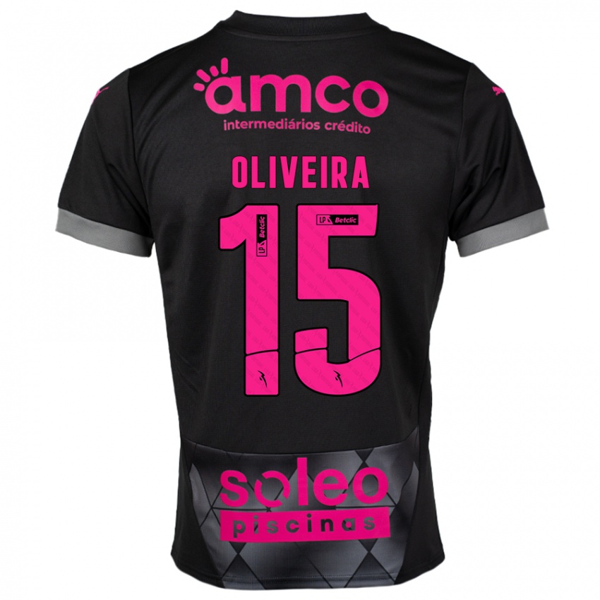 Kinderen Paulo Oliveira #15 Zwart Roze Uitshirt Uittenue 2024/25 T-Shirt