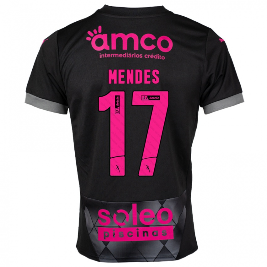 Kinderen Joe Mendes #17 Zwart Roze Uitshirt Uittenue 2024/25 T-Shirt