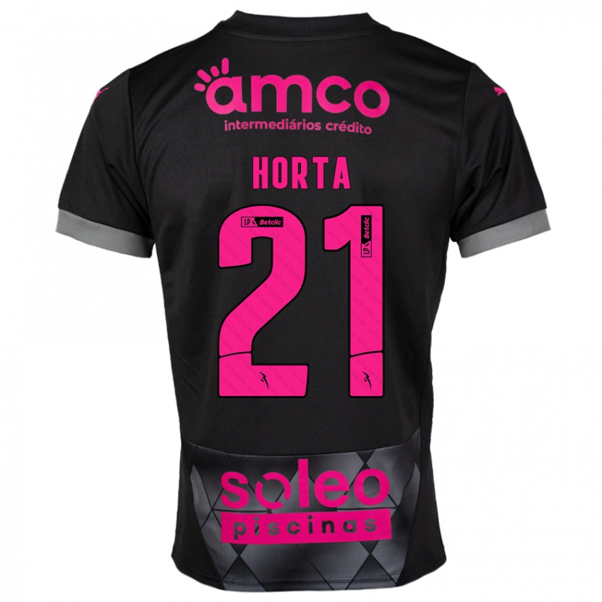 Kinderen Ricardo Horta #21 Zwart Roze Uitshirt Uittenue 2024/25 T-Shirt