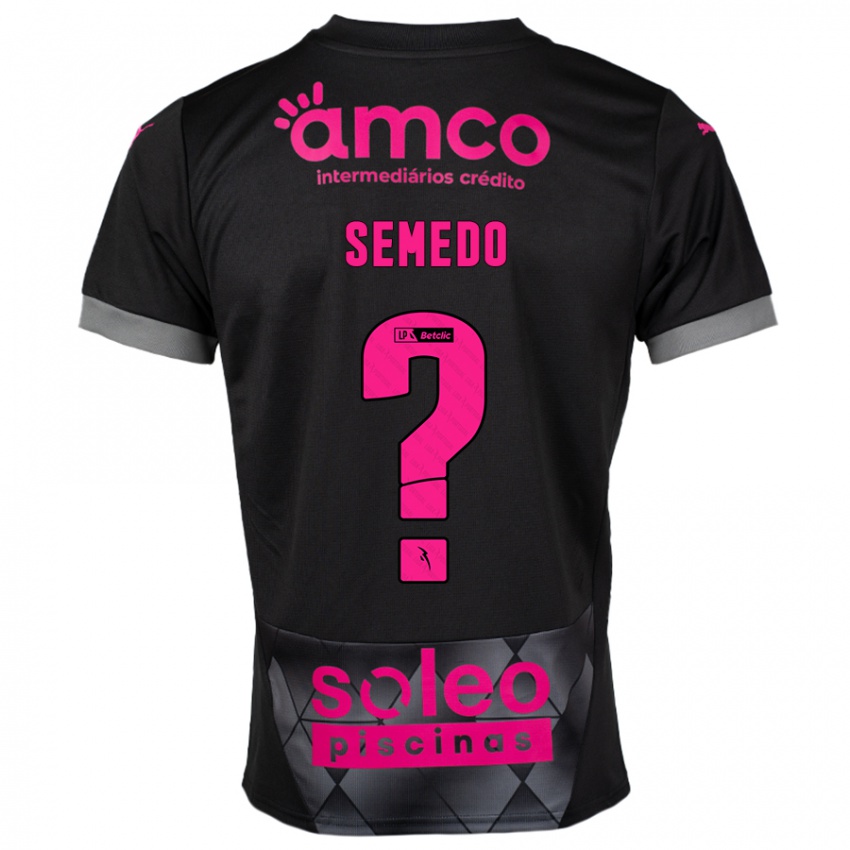 Kinderen Nuno Semedo #0 Zwart Roze Uitshirt Uittenue 2024/25 T-Shirt