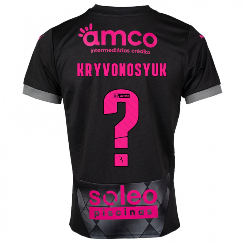 Kinderen Leonardo Kryvonosyuk #0 Zwart Roze Uitshirt Uittenue 2024/25 T-Shirt